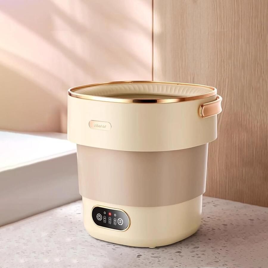 Mini Wasmachine Opvouwbaar Apparaat Kleine Was Diepe Reiniging 18.5L Capaciteit Geel