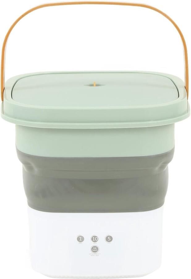 Mini Wasmachine Opvouwbaar Apparaat Kleine Wasjes Ingebouwde Dehydrator Compact Formaat Groen Wit
