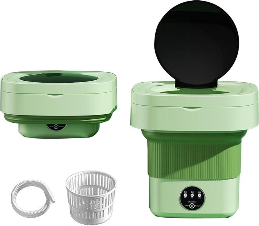 Mini Wasmachine Opvouwbaar Apparaat Kleine Wasjes Met Blauw Licht 6.5 Liter Groen
