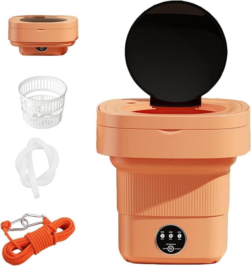 Mini Wasmachine Opvouwbaar Apparaat Kleine Wasjes Met Centrifuge 7 Liter Oranje