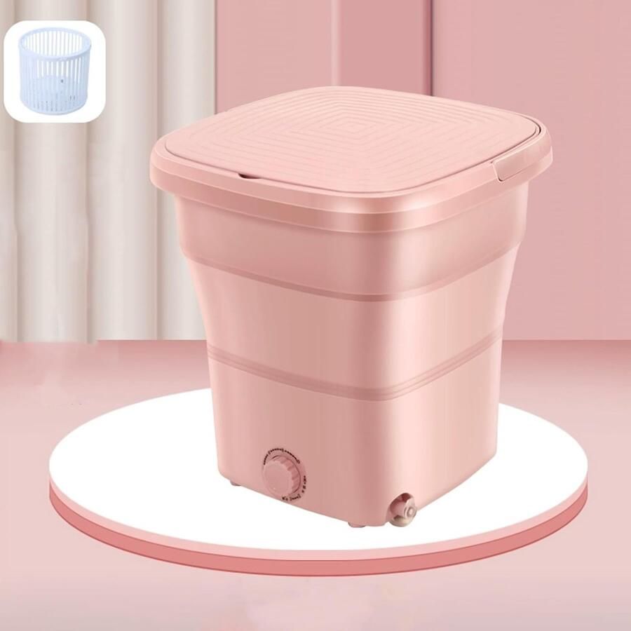 Mini Wasmachine Opvouwbaar Draagbaar Kleine Wasjes Nabootst Handwas 12 Liter Roze