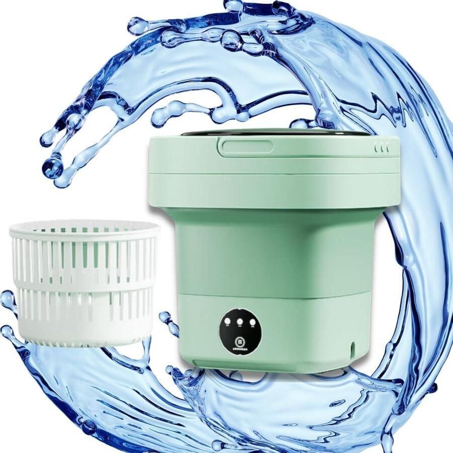 Mini Wasmachine Opvouwbaar Draagbare Wasmachine Klein Ondergoed Wassen 8L Grote Capaciteit Opvouwbaar Lichtgewicht Mintgroen