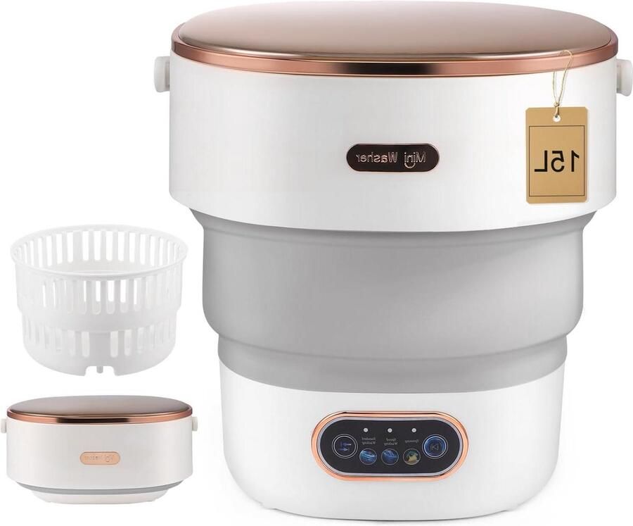 Mini Wasmachine Opvouwbaar Draagbare Wasmachine Klein Wasgoed Wassen Met Centrifuge 15 Liter Grijs - Foto 1