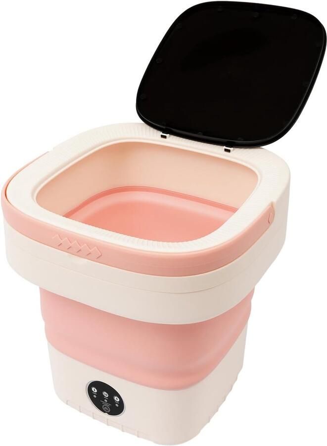 Mini Wasmachine Opvouwbaar Draagbare Wasmachine Reizen en Camping Gesimuleerd Handwaswiel 12 Liter Roze