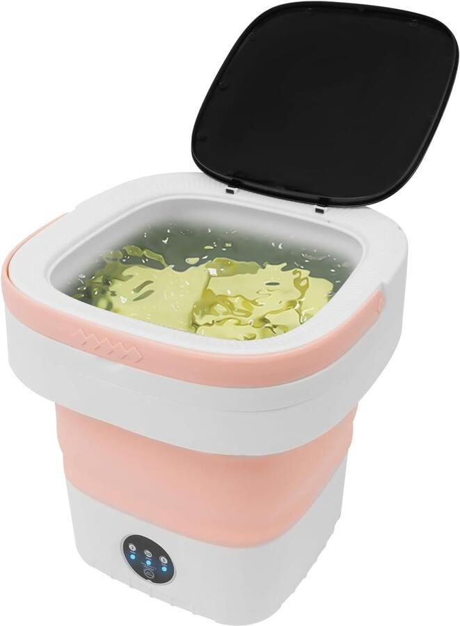 Mini-wasmachine Opvouwbaar Draagbare Wasmachine Reizen en Camping Met Afvoermand 12 Liter Capaciteit Roze