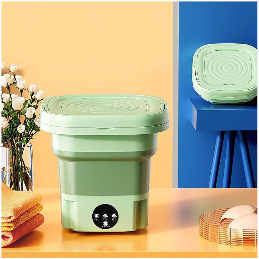 Mini Wasmachine Opvouwbaar Draagbare Wasmachine Reizen Wassen Met Blu-Ray Reiniging 8 Liter Groen