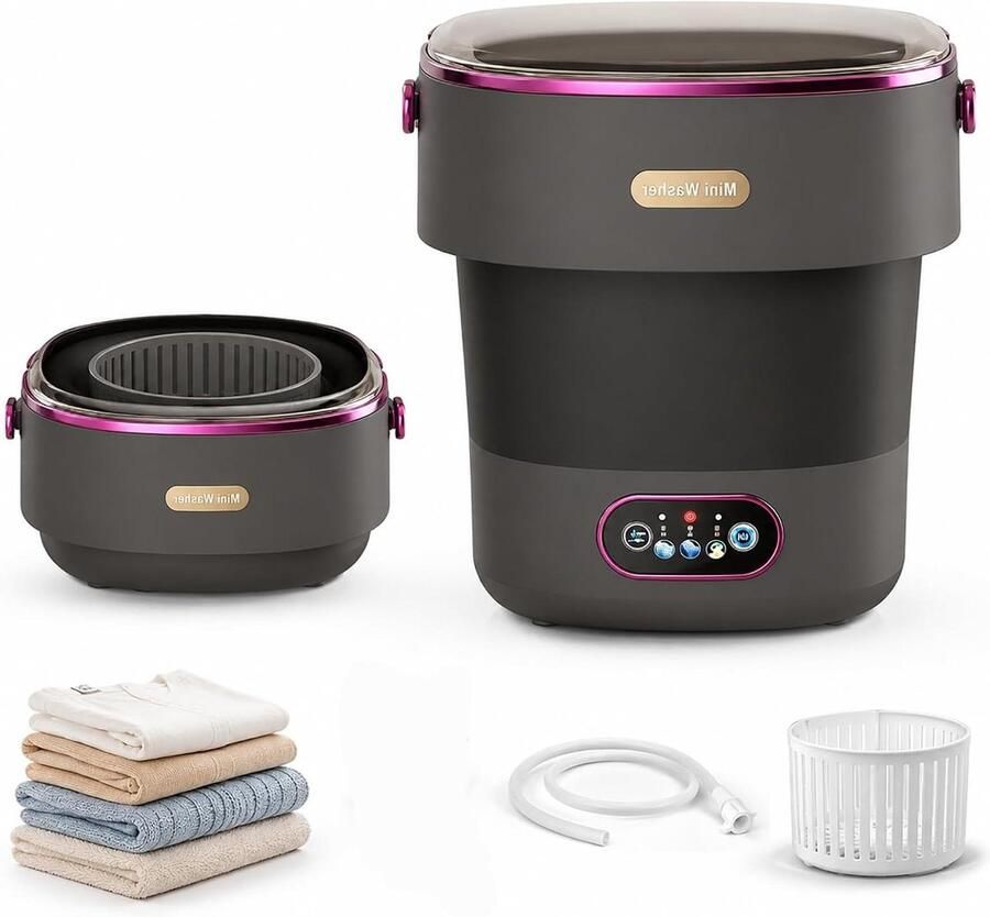 Mini-wasmachine Opvouwbaar Kleine Wasunit Reizen en Camping Lichtgewicht 2.4kg 13L Capaciteit Zwart