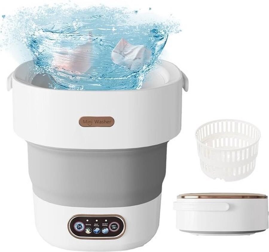 Mini Wasmachine Opvouwbaar Model Kamperen en Reizen Met Centrifuge 13 Liter Grijs Wit