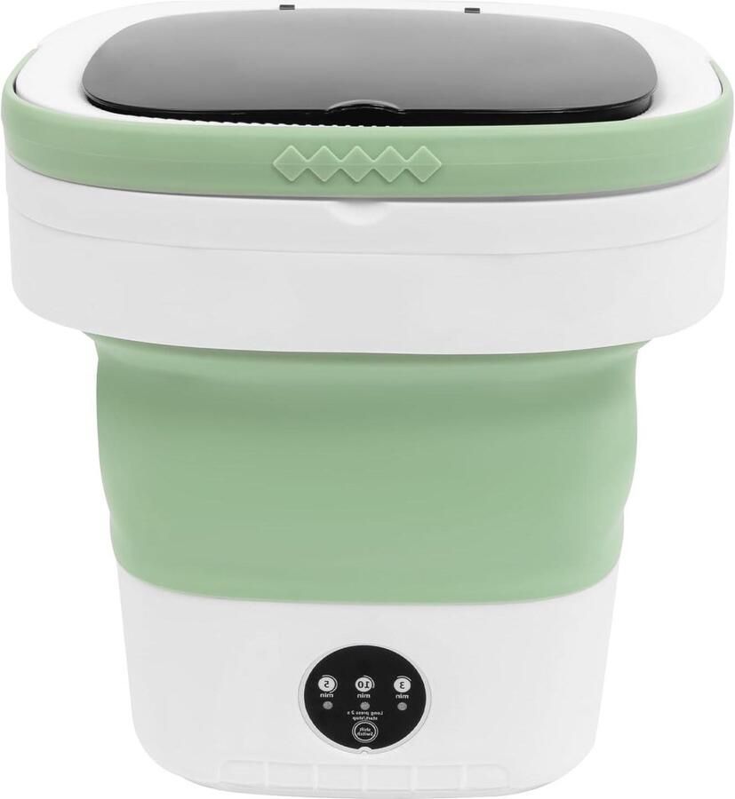 Mini wasmachine Opvouwbaar model Kleine kleding wassen Met slang en mand 12 liter Groen