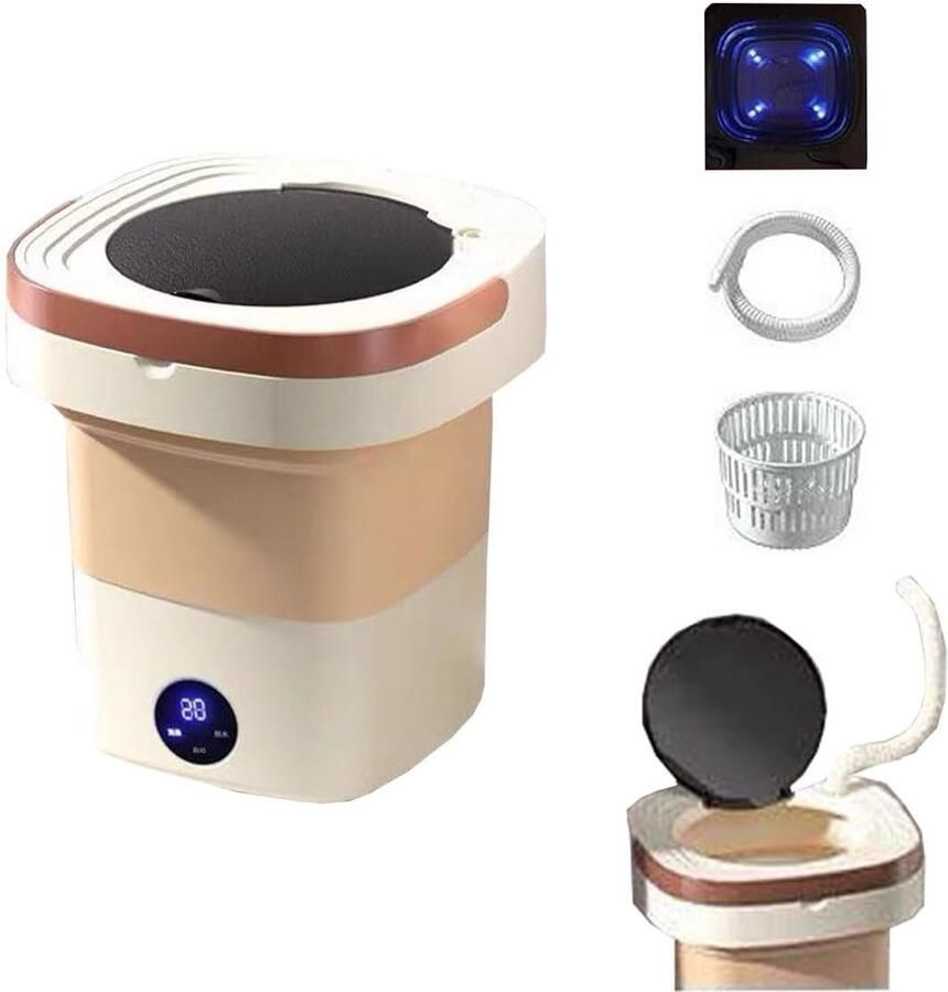 Mini Wasmachine Opvouwbaar Model Kleine Was Geïntegreerde Droger 16 Liter Khaki