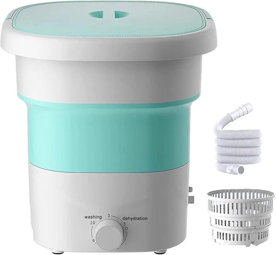 Mini Wasmachine Opvouwbaar Model Kleine Wasjes Ruimtebesparend Ontwerp 24 Liter Blauw