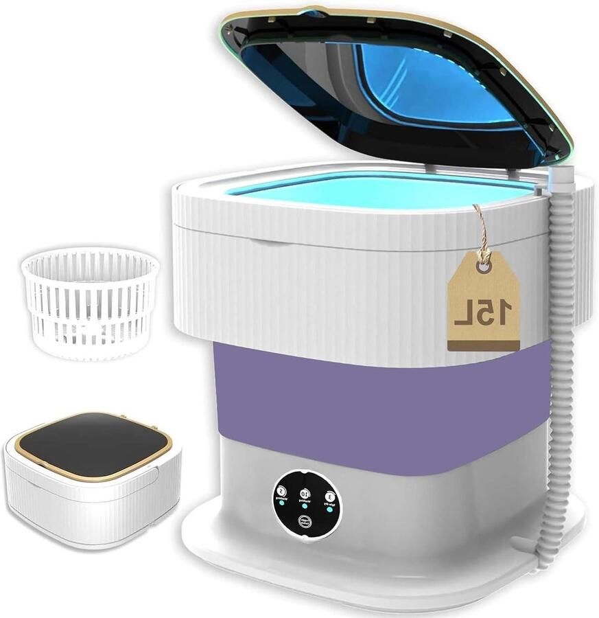 Mini Wasmachine Opvouwbaar Apparaat Kleine Was Ultrasone Sterilisatie 15 Liter Wit