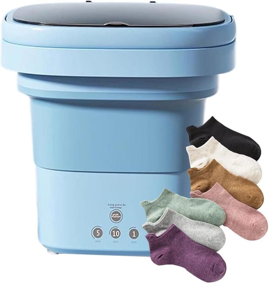 Mini Wasmachine Opvouwbare Automaat Kleine Wasjes Ruimtebesparend Ontwerp 6 Liter Capaciteit Blauw