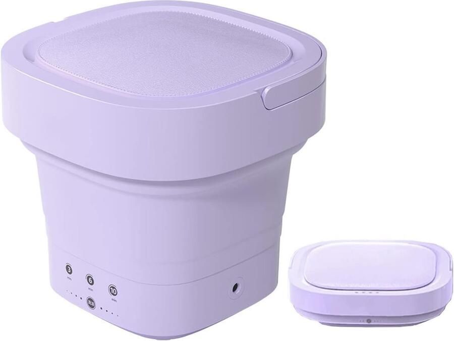 Mini wasmachine Opvouwbare bak Reizen en camping Zilverionen reiniging 5 liter capaciteit Paars