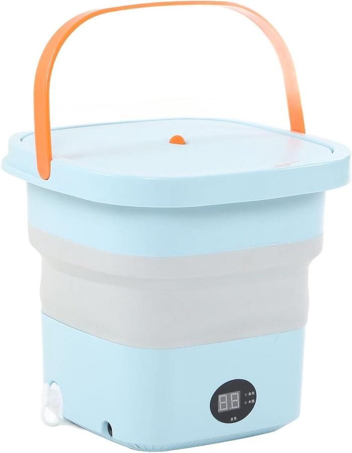 Mini Wasmachine Opvouwbare Emmer Snel Ondergoed Wassen Ingebouwde Centrifuge 6 Liter Blauw
