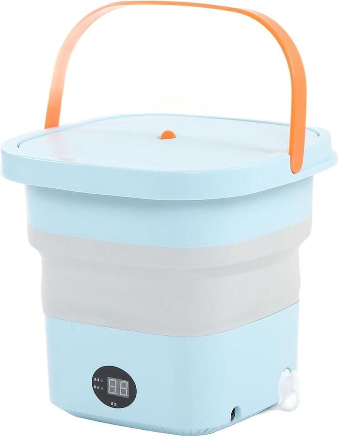 Mini Wasmachine Opvouwbare Emmerwasser Ondergoed Wassen Ingebouwde Centrifuge 6 Liter Blauw