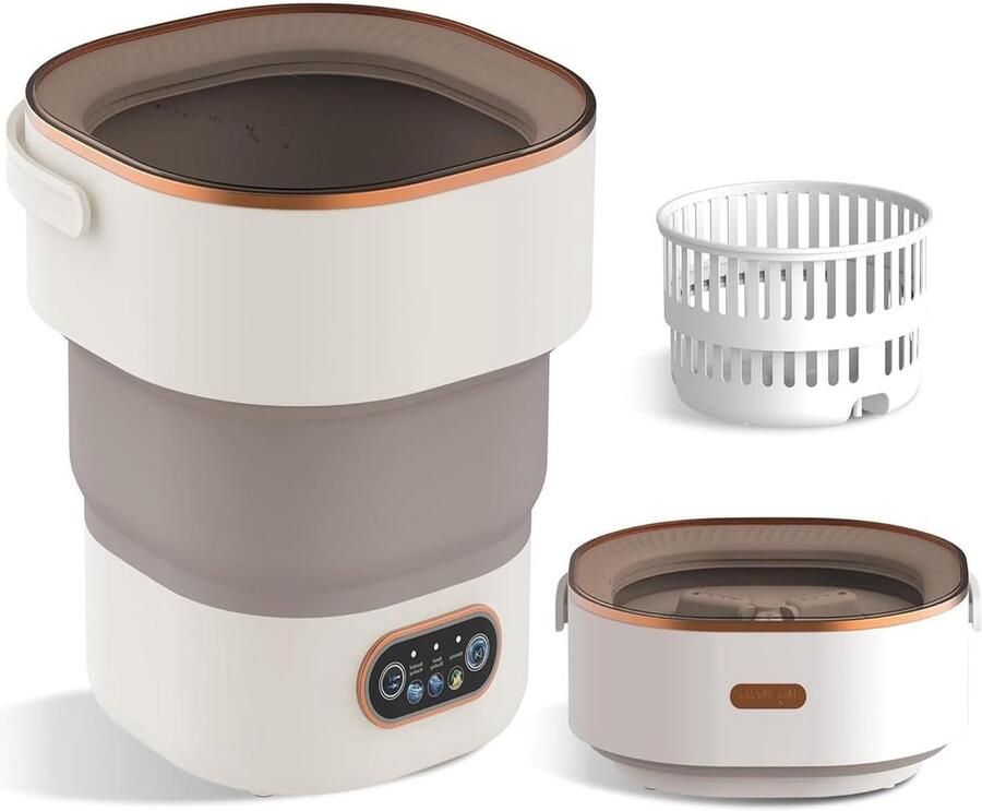 Mini wasmachine Opvouwbare reiniger Kleine kleding wassen Draaimand met spincapaciteit 13 liter capaciteit Wit