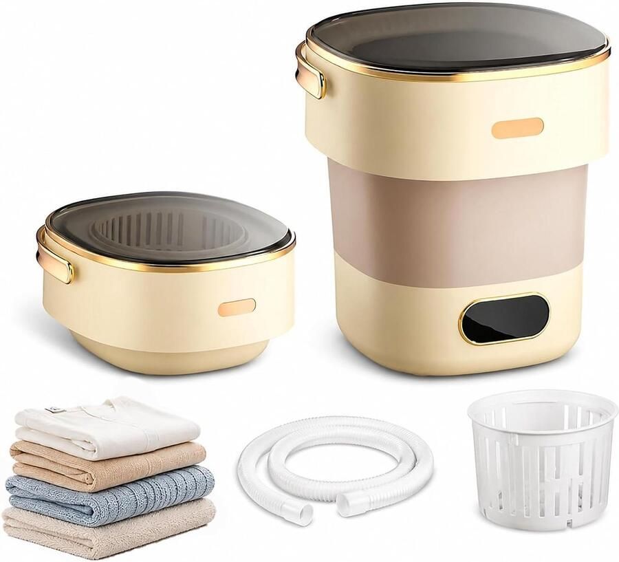 Mini wasmachine Opvouwbare unit Reizen en kamperen Lichtgewicht en compact 13L capaciteit Khaki