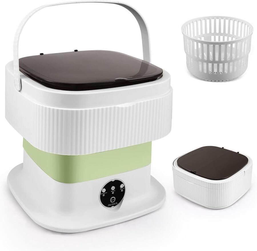 Mini-wasmachine 11 liter opvouwbare wasmachine met centrifugerfunctie draagbare reiswasmachine mobiele campingwasmachine voor reizen studenten camper (groen) - Foto 2