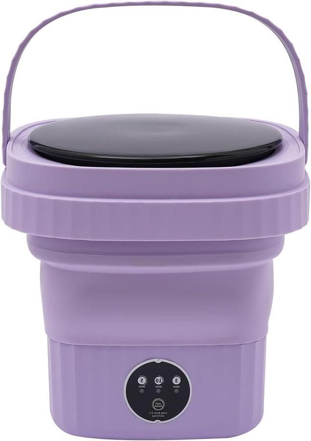 Mini wasmachine Opvouwbare wasbak Kleine kleding wassen Bacterieverwijdering tot 99.9% 6 Liter capaciteit Lila