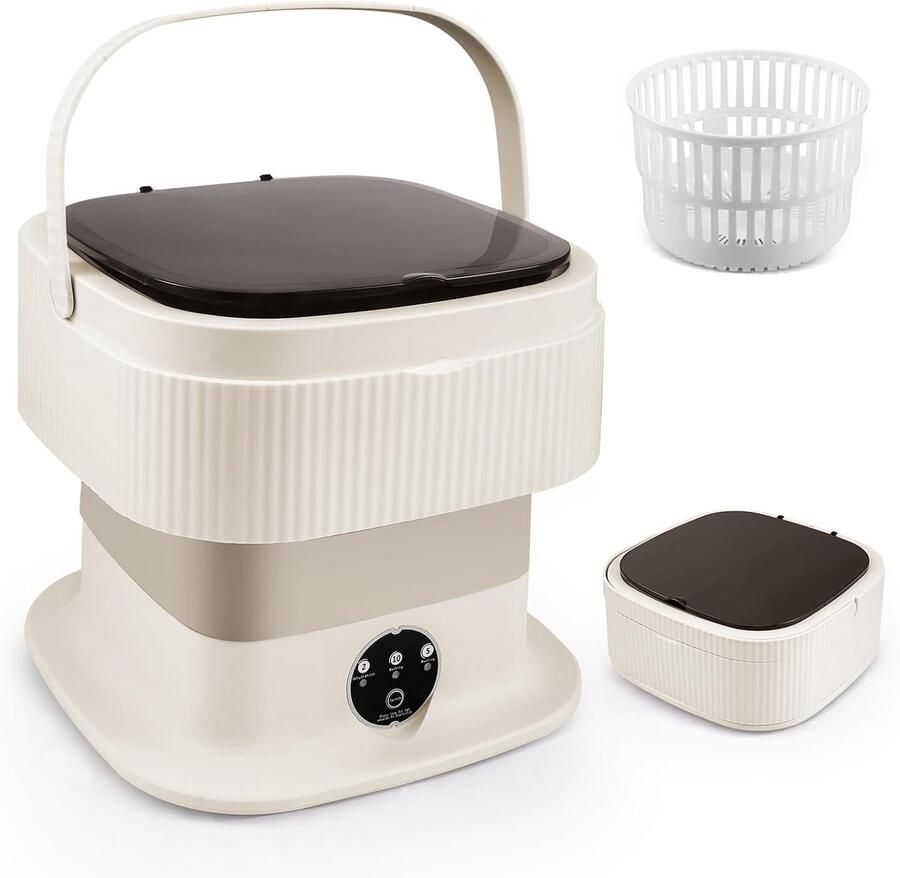 Mini wasmachine Opvouwbaar model Kleding reinigen Met centrifugemand 11 liter Kaki