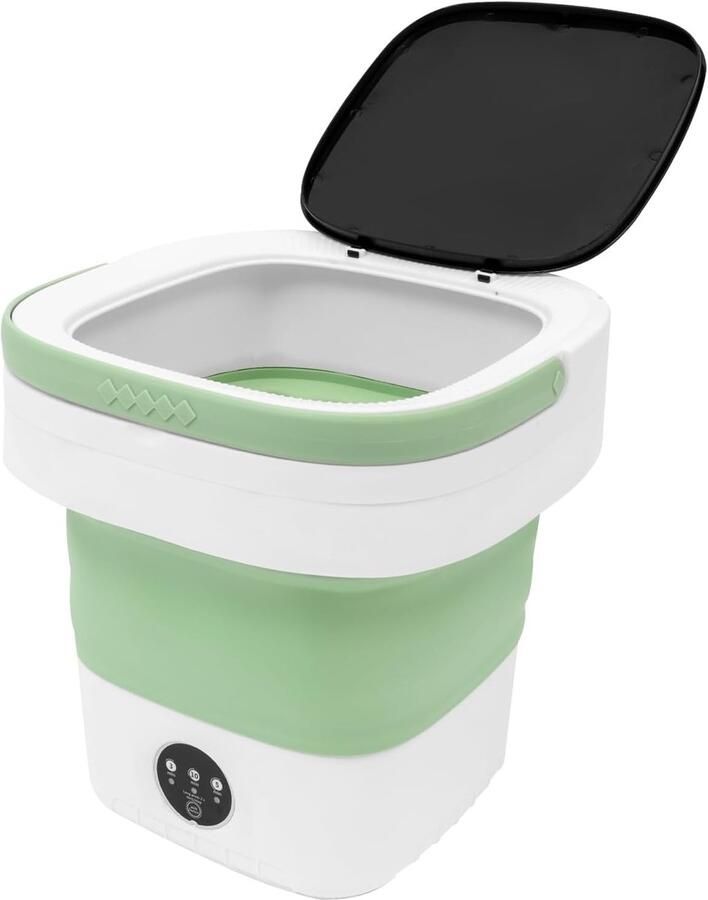 Mini Wasmachine Opvouwbare Washer Reizen Kamperen Ruimtebesparend Ontwerp 12 Liter Capaciteit Groen