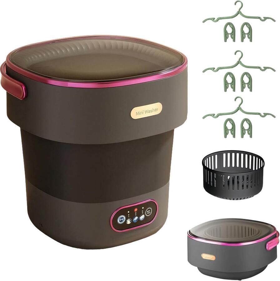 Mini Wasmachine Opvouwbare Wasmachine Kamperen Reizen Draagbaar Compact 15 Liter 2.5kg Zwart Lila