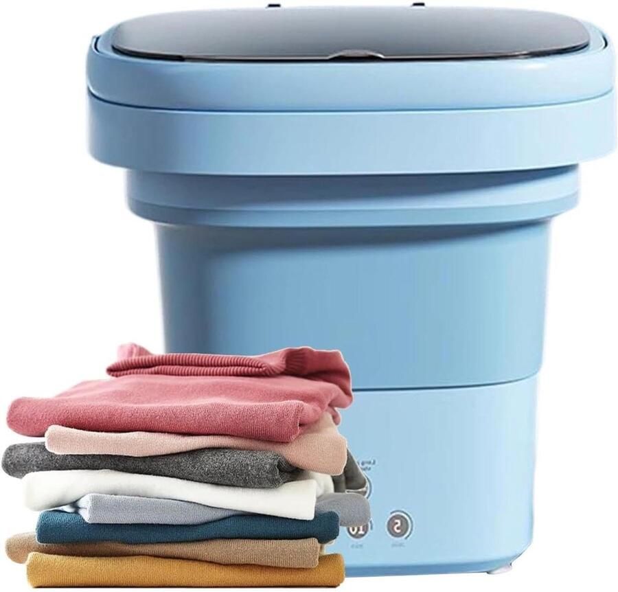 Mini Wasmachine Opvouwbare Wasmachine Kleding Reinigen Compact Opvouwbaar 6 Liter Blauw