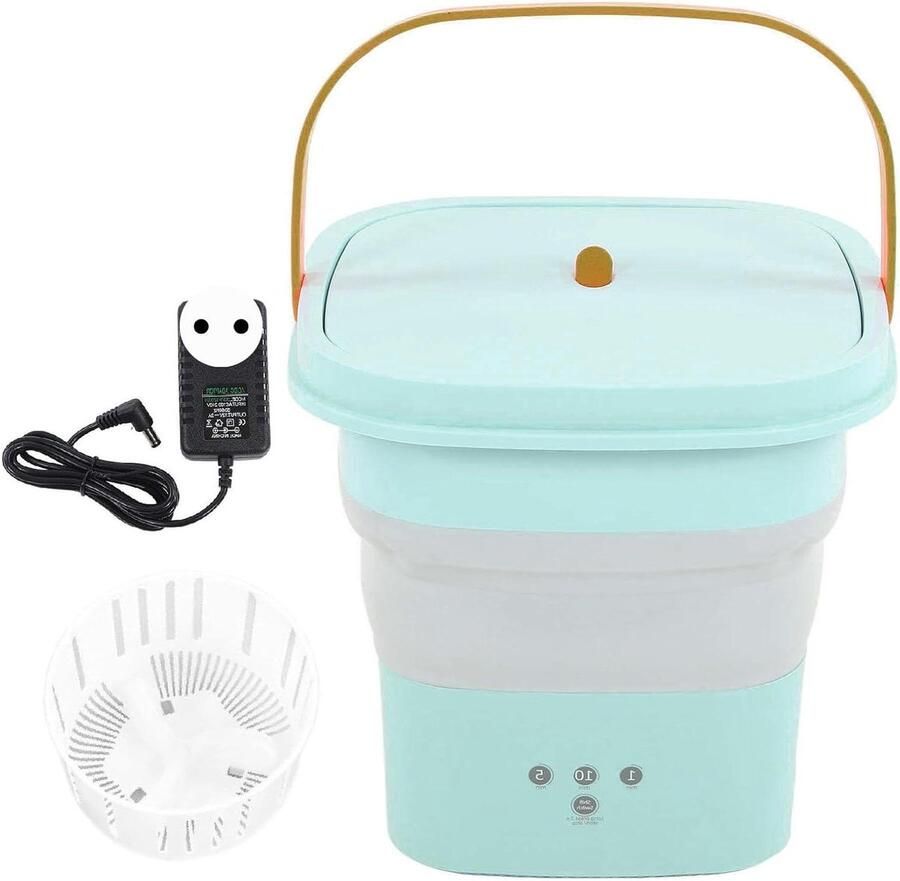 Mini Wasmachine Opvouwbare Wasmachine Kleine Wasjes Ingebouwde Draineer 100-240V Groenblauw