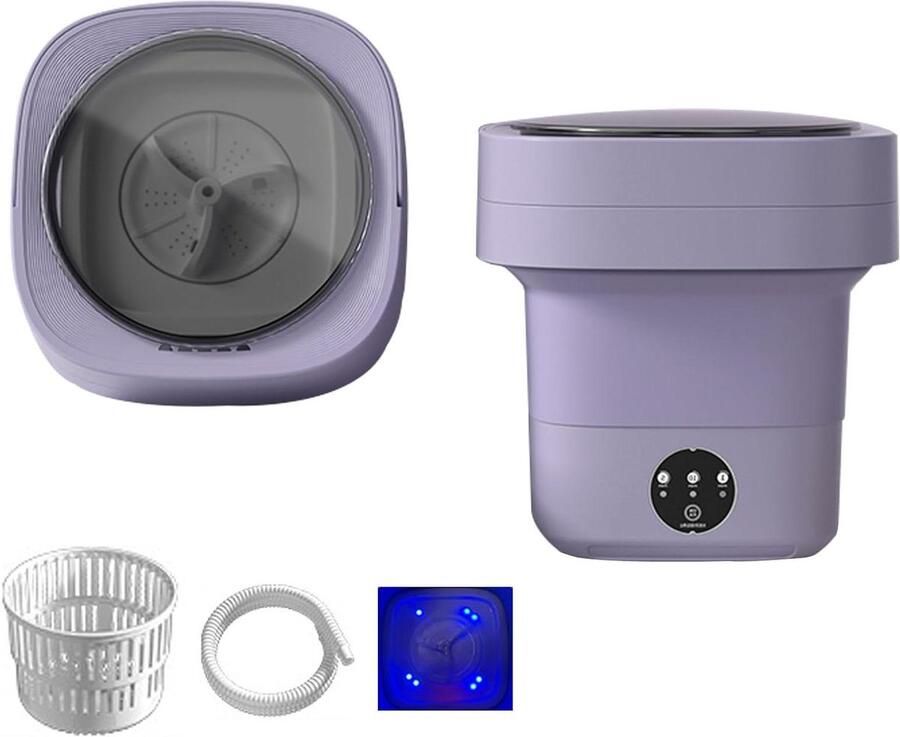 Mini Wasmachine Opvouwbare Wasmachine Kleine Wasjes Met Centrifuge 6.5 Liter Paars
