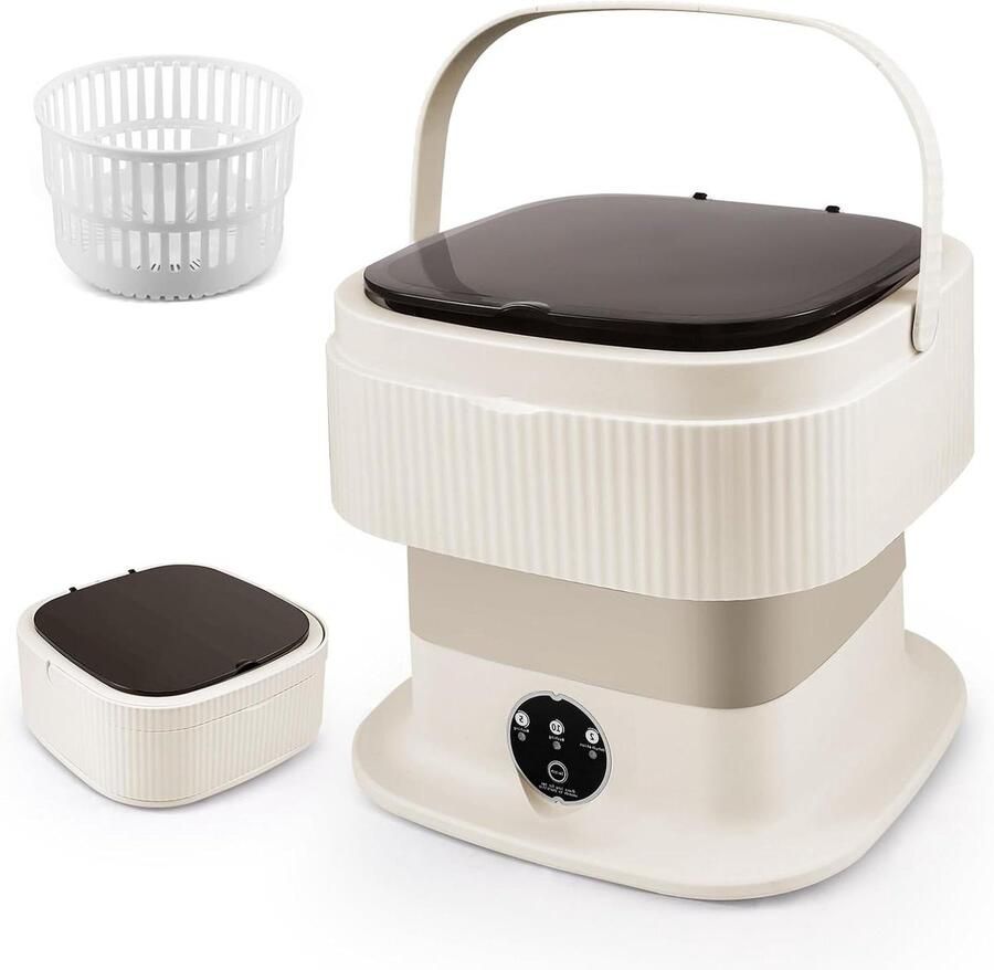 Mini-wasmachine Opvouwbare wasmachine Kleine wasjes Met centrifuge mand 11 liter Kaki
