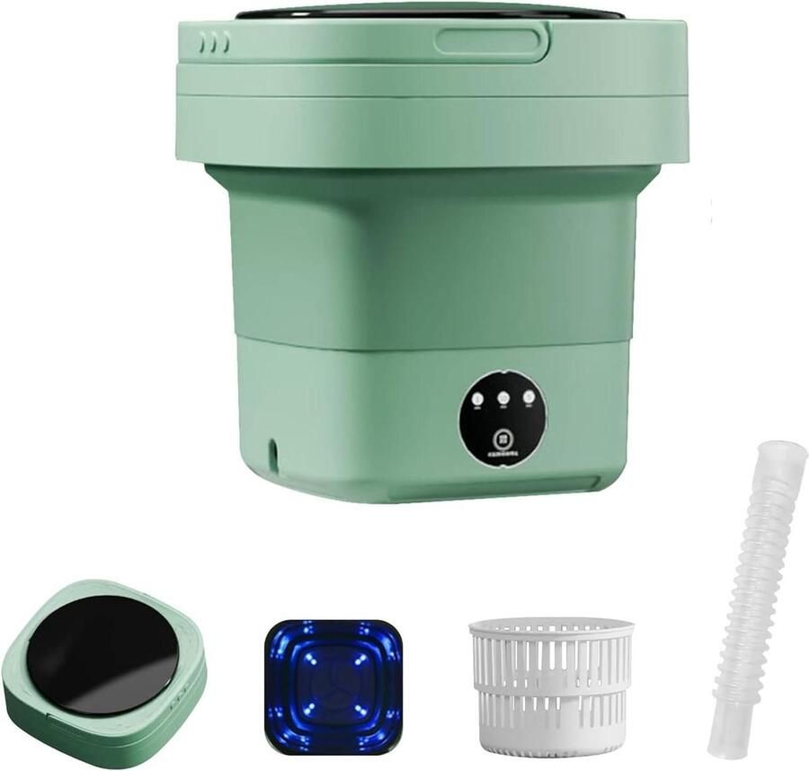 Mini Wasmachine Opvouwbare Wasmachine Ondergoed Kleine Wasjes Doen Ultrasone Sterilisatie Blauw Licht 6.5 L Groen