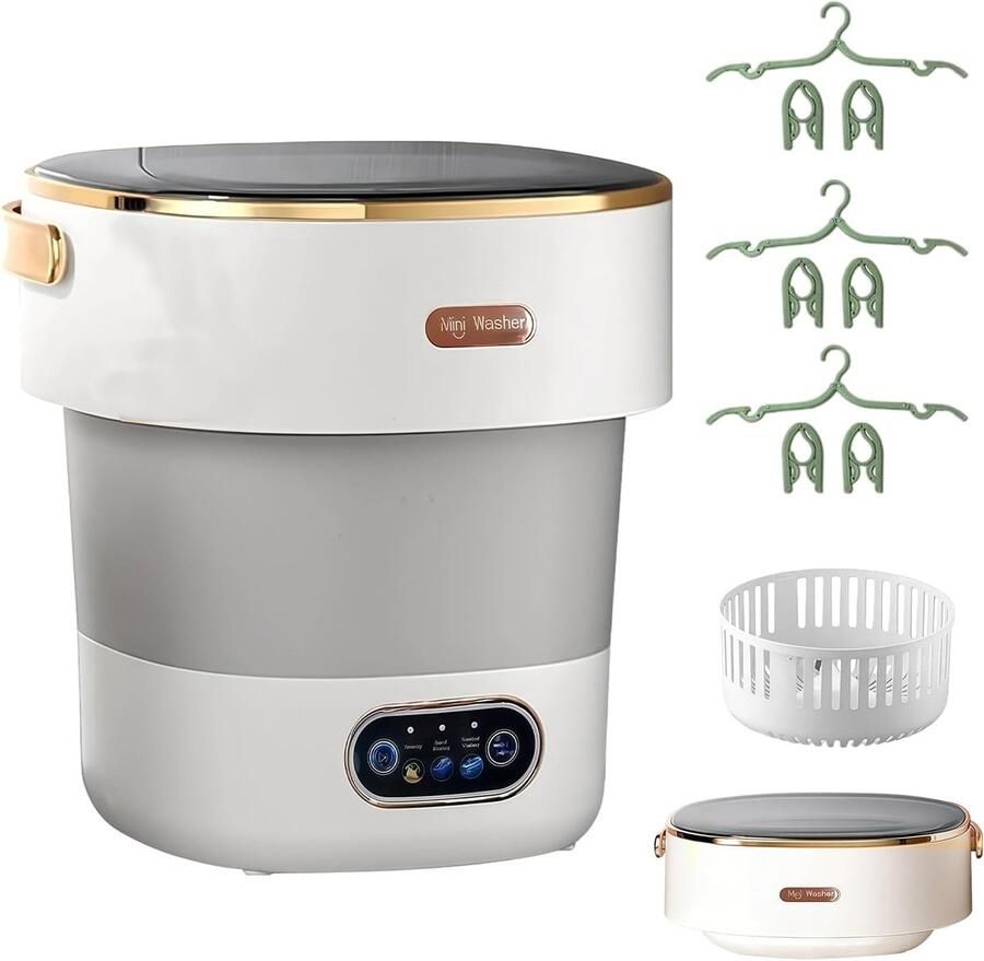 Mini wasmachine Opvouwbare wasmachine Reis en thuis 2-in-1 centrifuge 15 liter Grijs