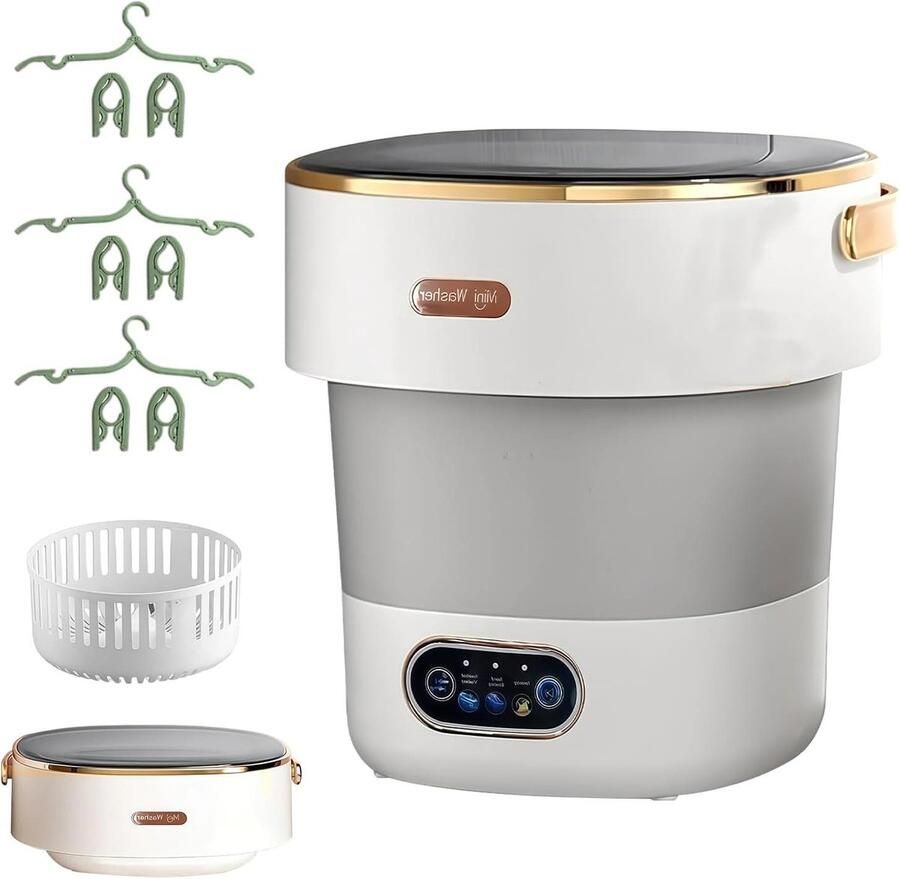 Mini wasmachine Opvouwbare wasmachine Reiswasmachine Kleine wassen 2-in-1 met centrifugekorf 15 liter Grijs