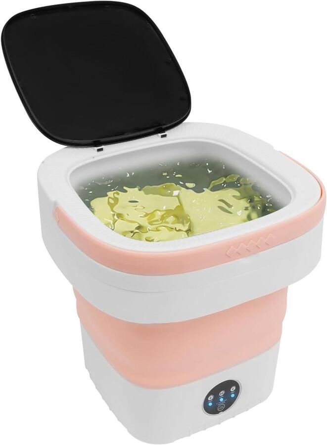 Mini-wasmachine Opvouwbare Wasmachine Reizen en Kamperen Krachtige Zuiver Koperen Motor 12 Liter Capaciteit Roze