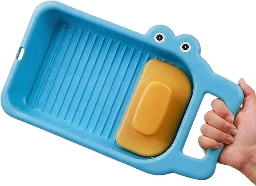 Mini wasplank Handwas hulp Textiel reinigen Draagbaar krokodilpatroon 322 x 18 cm Blauw