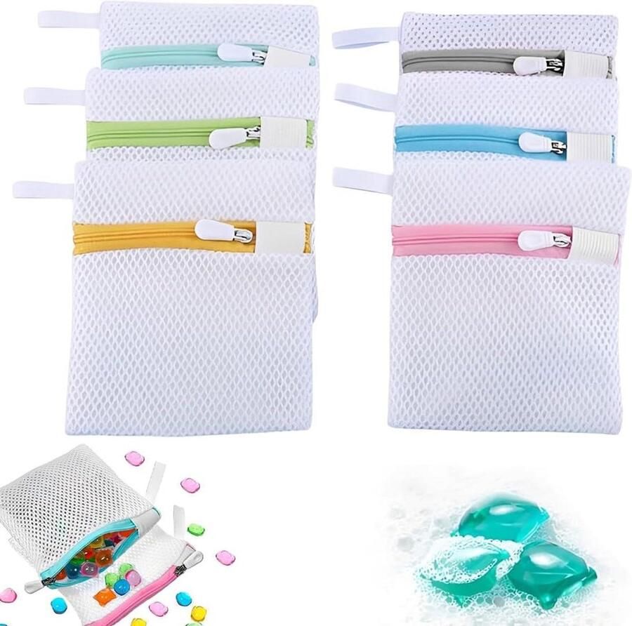 Mini waszakken Netzak wasgoed Fijne was beschermen Honingraatstructuur 13 x 12 cm 6 kleuren
