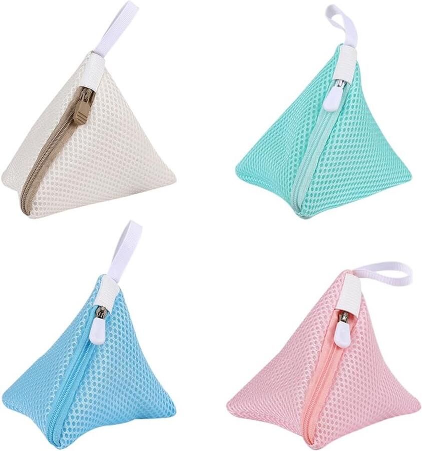 Mini Waszakken Reis Wasnet Delicate Kleding Met Ritsen 12x12 cm Vier Kleuren