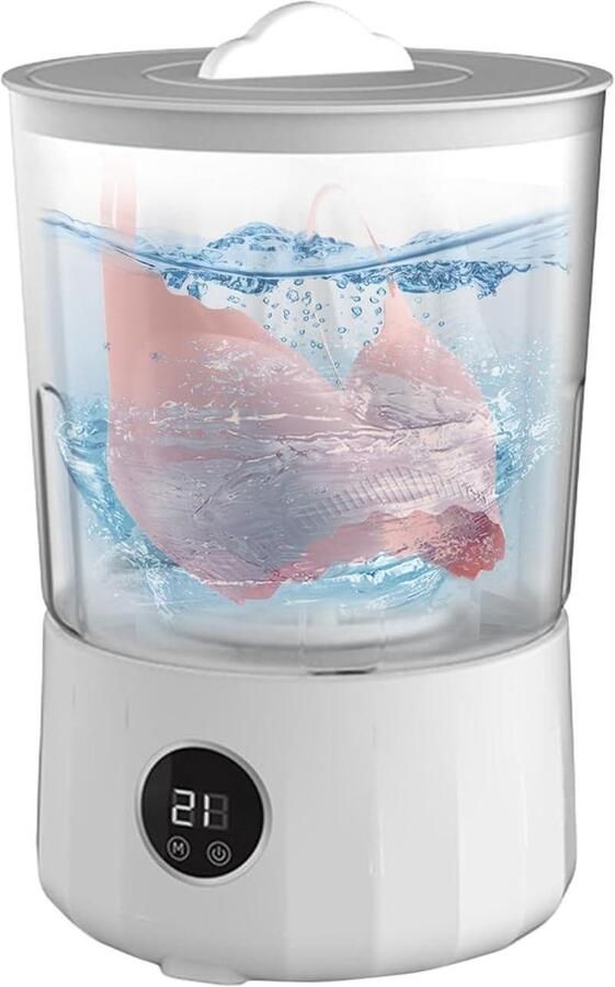 Mini Wasmachine Compact Reiniger Reizen en Kamperen Oplaadbaar en Draagbaar 1.5 Liter Wit