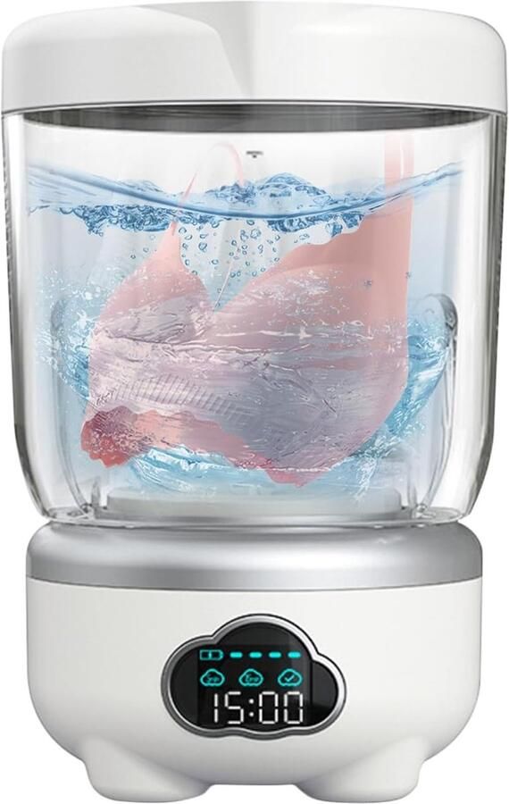 Miniatuurwasmachine Compacte Wasmachine Kleine Wasjes Digitale Display 1.6 Liter Wit