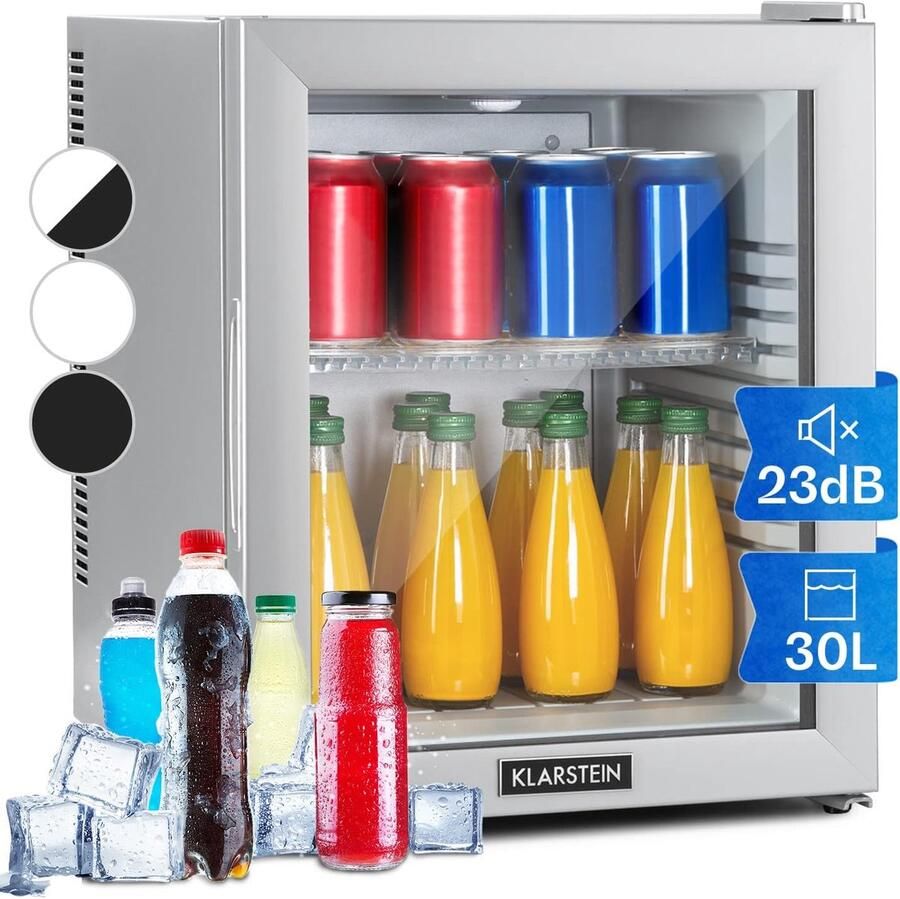Minikoelkast Compacte koelkast Dranken koelen Geruisloos koelsysteem 32 Liter Zilver