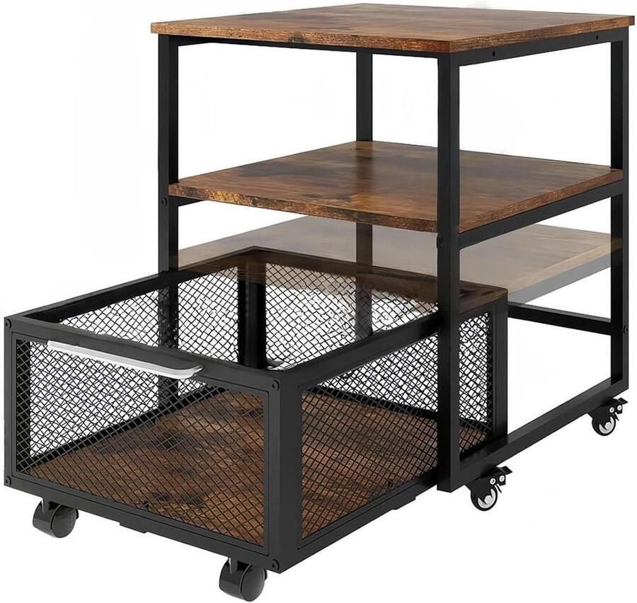 Minikoelkast Onderstel Koelkast Tafel Apparaten Gebruiken Met Verstelbare Plank Met Wieltjes Zwart