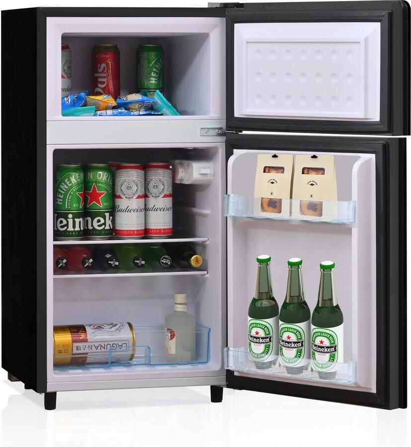 Zubaliya Minikoelkast van 72 liter met zwarte glazen deur geluidsniveau van 39 decibel temperatuurregeling met 7 standen ledverlichting koelmiddel R600 directe koeling geschikt voor keukens woonkamers campers en kantoren
