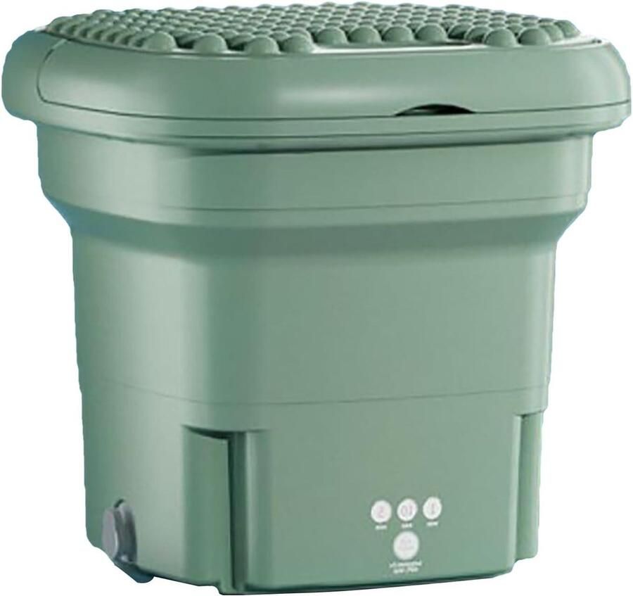 Miniwasmachine Opvouwbaar Reiswasmachine Draagbaar Kleine Wasjes Doen Met Afvoermand 28 x 28 x 26 cm Groen