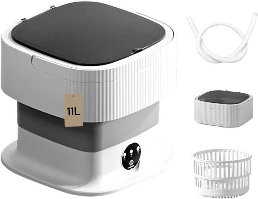 Ohana DT Mini Wasmachine Kleine Wasmachine 11L Opvouwbaar Compact USB-voeding 3 Programma's Energiezuinig Grijs