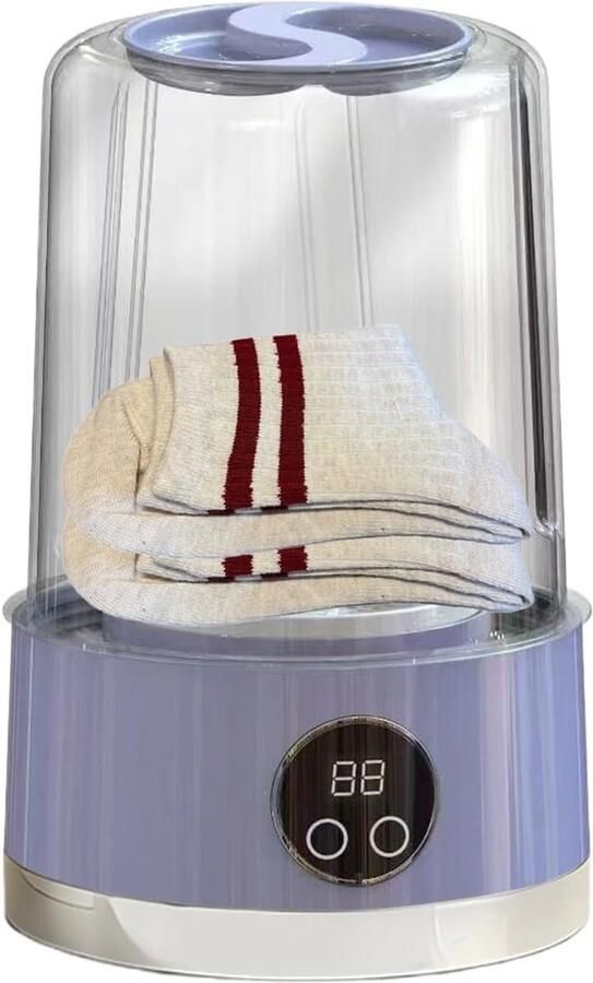Draagbare Wasmachine Compacte Wasmachine Hygiënisch Wassen Oplaadbaar Digitaal Display 36 x 34 x 54 cm Paars