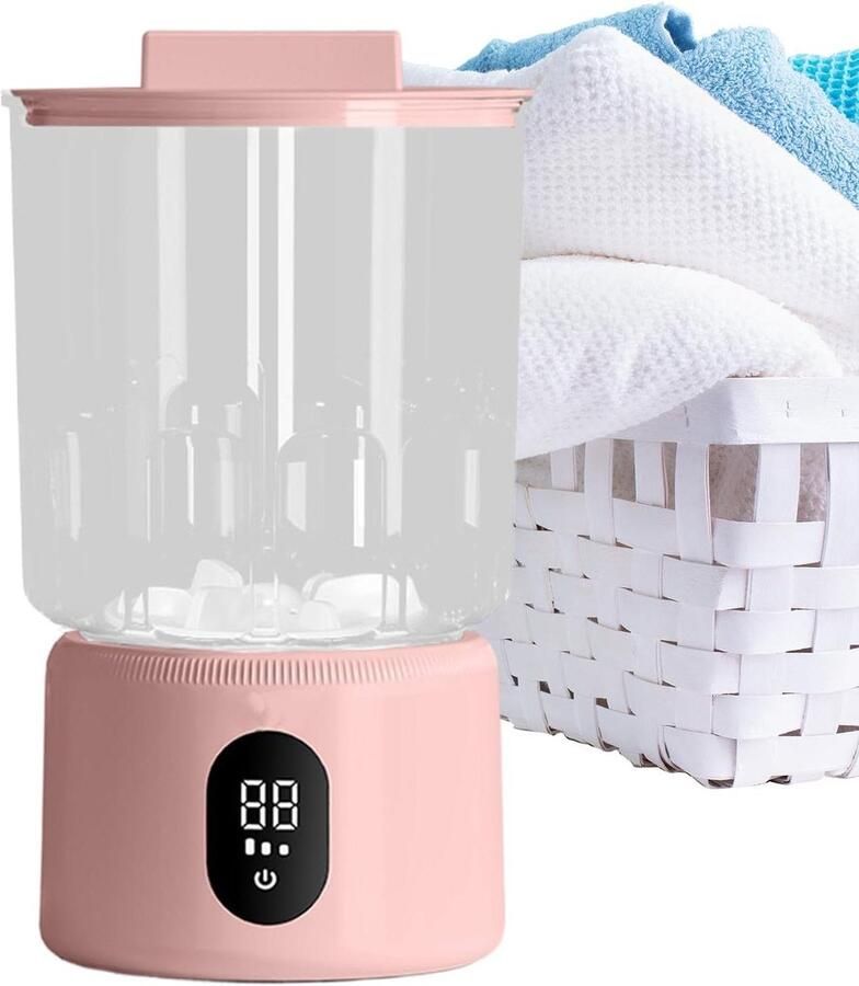 Ondergoed Wasmachine Mini Wasmachine Draagbaar Wassen Draadloze Functie 1 Liter Capaciteit Roze