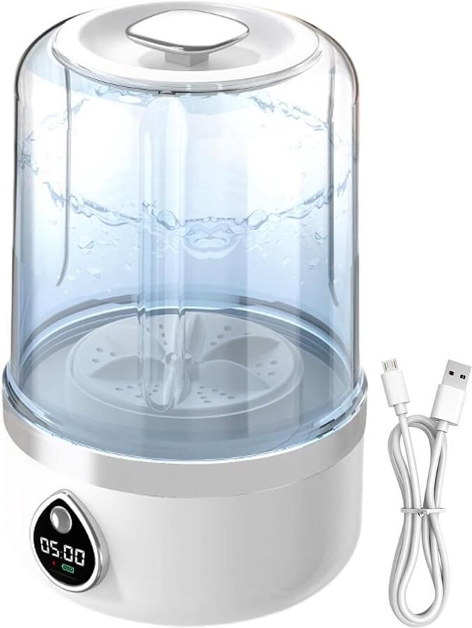 Ondergoedwasmachine Draagbare wasmachine Hygiënisch reinigen Ultra-opvouwbaar ontwerp 14 x 14 x 14 cm Wit