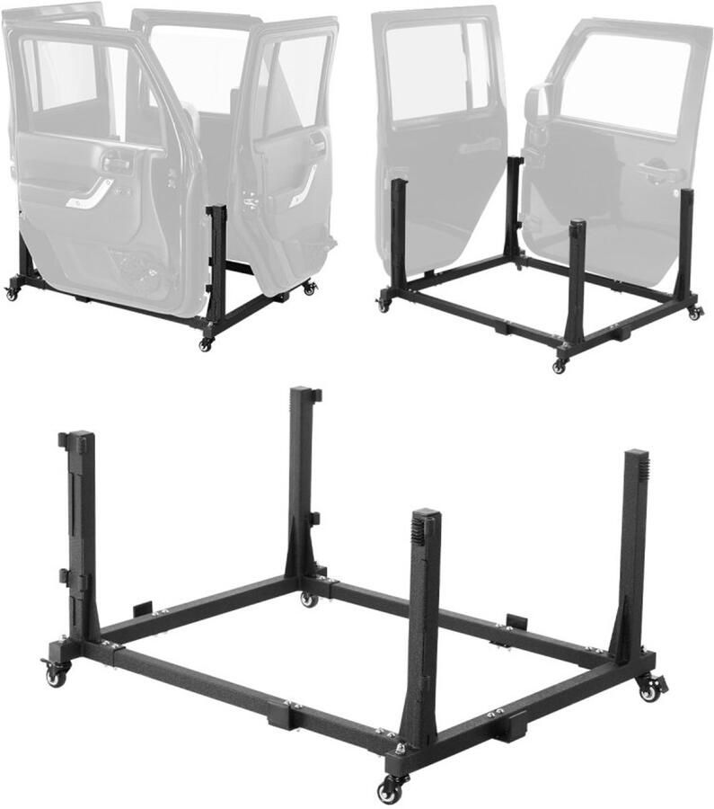 Opbergkar voor autodeuren Deurhouder voor 4 deuren Verrijdbaar en Stevig Compatibel met 2007-2023 terreinwagen-deuren Zwart