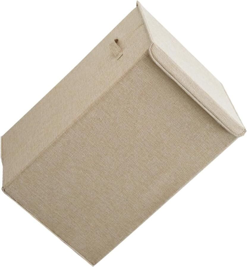 Opbergmand met deksel Wasmand mand Ruimte Besparen Dun Ontwerp 56x34cm Beige